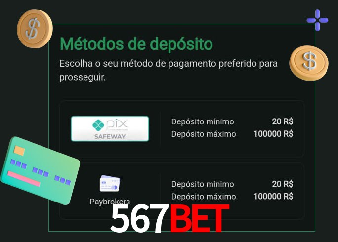 O cassino 567Bet oferece uma grande variedade de métodos de pagamento